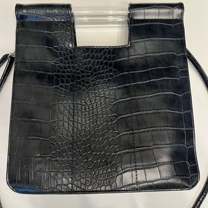 Beis black faux croc crossbody bag